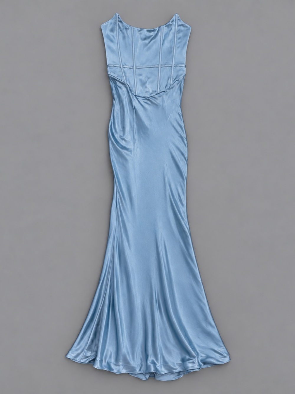 MESHKi Blue Satin Corset Maxi Dress Size XS